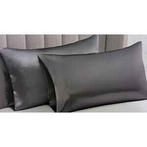 2 Sunday Linens SATIN Luxury Bed Pillowcase DARK GRAY Silky Smooth Hair COMFORT